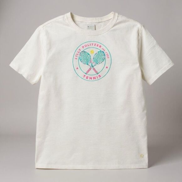 Lilly Pulitzer Luxletic Rally Tee XXS White Holding Court Tennis Resort Summery - Picture 1 of 4